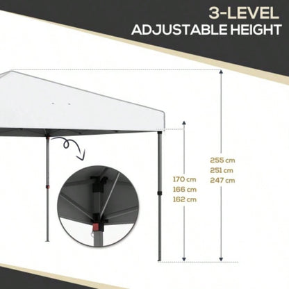 Outsunny 9. 9. Up Canopy with Sidewalls, Portable Canopy Tent with 2 Mesh, Reflective Strips, Carry Bag Events, Outdoor Party, Vendor Canopy, White