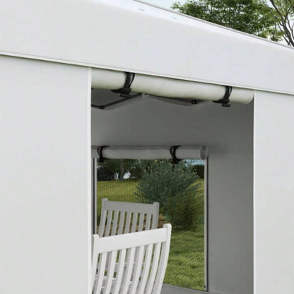 Outsunny 9. 9. Up Canopy with Sidewalls, Portable Canopy Tent with 2 Mesh, Reflective Strips, Carry Bag Events, Outdoor Party, Vendor Canopy, White