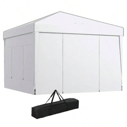 Outsunny 9. 9. Up Canopy with Sidewalls, Portable Canopy Tent with 2 Mesh, Reflective Strips, Carry Bag Events, Outdoor Party, Vendor Canopy, White