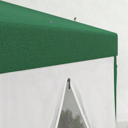 Outsunny 13x 11 Outdoor Party Tent, Hexagon Shade Shelter Canopy with Protective Mesh Screen Sidewalls, Ropes Stakes, Green