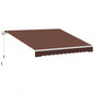 Outsunny 12x 8 Retractable Awning Patio Awnings Shade Shelter with Manual Crank Handle, 280g/ - Resistant Fabric and Aluminum Frame Deck, Balcony, Yard, Brown