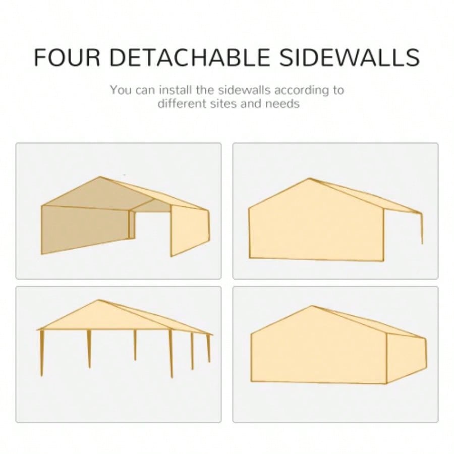 Outsunny 9.6x 19 Large Party Tent, Outdoor Event Shelter, Gazebo Canopy with 4 Removable Window Sidewalls Weddings, Picnics, Blue
