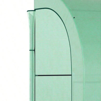 10x 5x Lean to Greenhouse, Walk - In Green House, Plant Nursery with 2 Roll - up Doors and, PE Cover and 3 Wire Shelves, Green