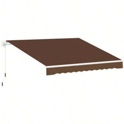 Outsunny 13x 8 Retractable Awning, Patio Awnings, Sunshade Shelter/ Manual Crank Handle, - Resistant Fabric and Aluminum Frame Deck, Balcony, Yard, Coffee Brown