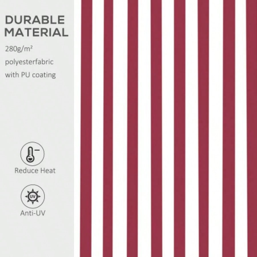Outsunny 10x 8 Retractable Awning, Patio Awnings, Sunshade Shelter/ Manual Crank Handle, - Resistant Fabric and Aluminum Frame Deck, Balcony, Yard, Wine Red Stripes