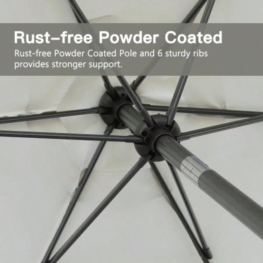 . 5ft *. 5ft Patio with Crank and Push Button Tilt, Outdoor Table Market with Aluminum Pole -
