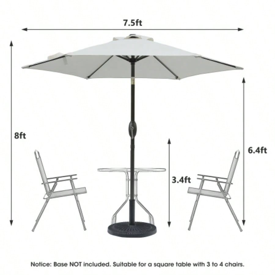 . 5ft *. 5ft Patio with Crank and Push Button Tilt, Outdoor Table Market with Aluminum Pole -