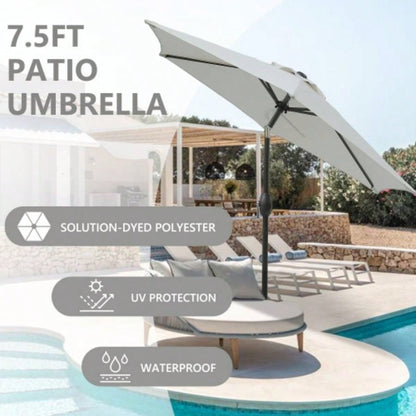. 5ft *. 5ft Patio with Crank and Push Button Tilt, Outdoor Table Market with Aluminum Pole -