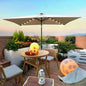 10x 6.5t Rectangular Patio LED Lighted Outdoor Umbrellas with Crank and Push Button Tilt Garden Backyard Pool Swimming Pool