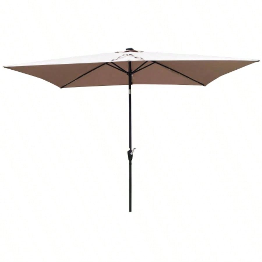 10x 6.5t Rectangular Patio LED Lighted Outdoor Umbrellas with Crank and Push Button Tilt Garden Backyard Pool Swimming Pool