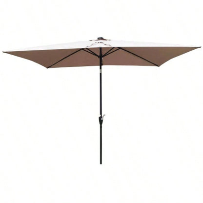 10x 6.5t Rectangular Patio LED Lighted Outdoor Umbrellas with Crank and Push Button Tilt Garden Backyard Pool Swimming Pool