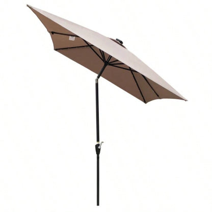 10x 6.5t Rectangular Patio LED Lighted Outdoor Umbrellas with Crank and Push Button Tilt Garden Backyard Pool Swimming Pool