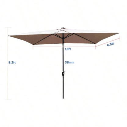 10x 6.5t Rectangular Patio LED Lighted Outdoor Umbrellas with Crank and Push Button Tilt Garden Backyard Pool Swimming Pool