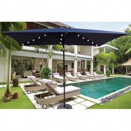 10x 6.5t Rectangular Patio LED Lighted Outdoor Umbrellas with Crank and Push Button Tilt Garden Backyard Pool Swimming Pool