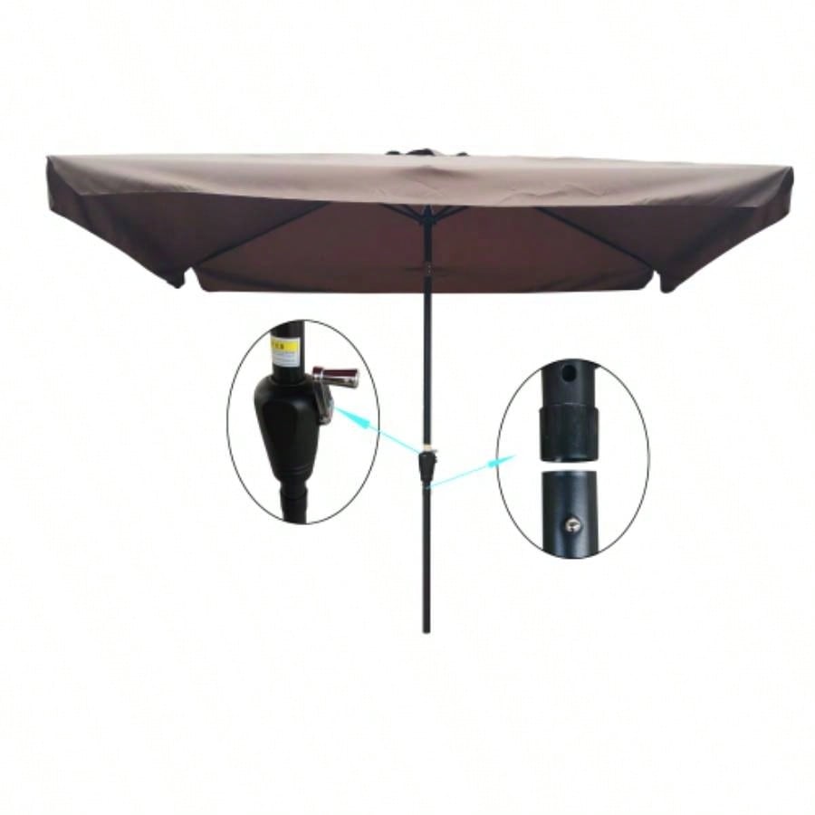 10x 6.5ft Rectangular Patio Outdoor Market Umbrellas with Crank and Push Button Tilt Garden Swimming Pool Market
