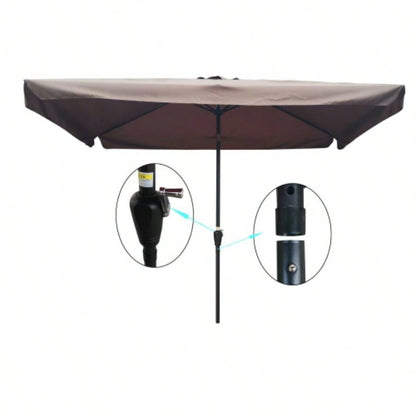 10x 6.5ft Rectangular Patio Outdoor Market Umbrellas with Crank and Push Button Tilt Garden Swimming Pool Market