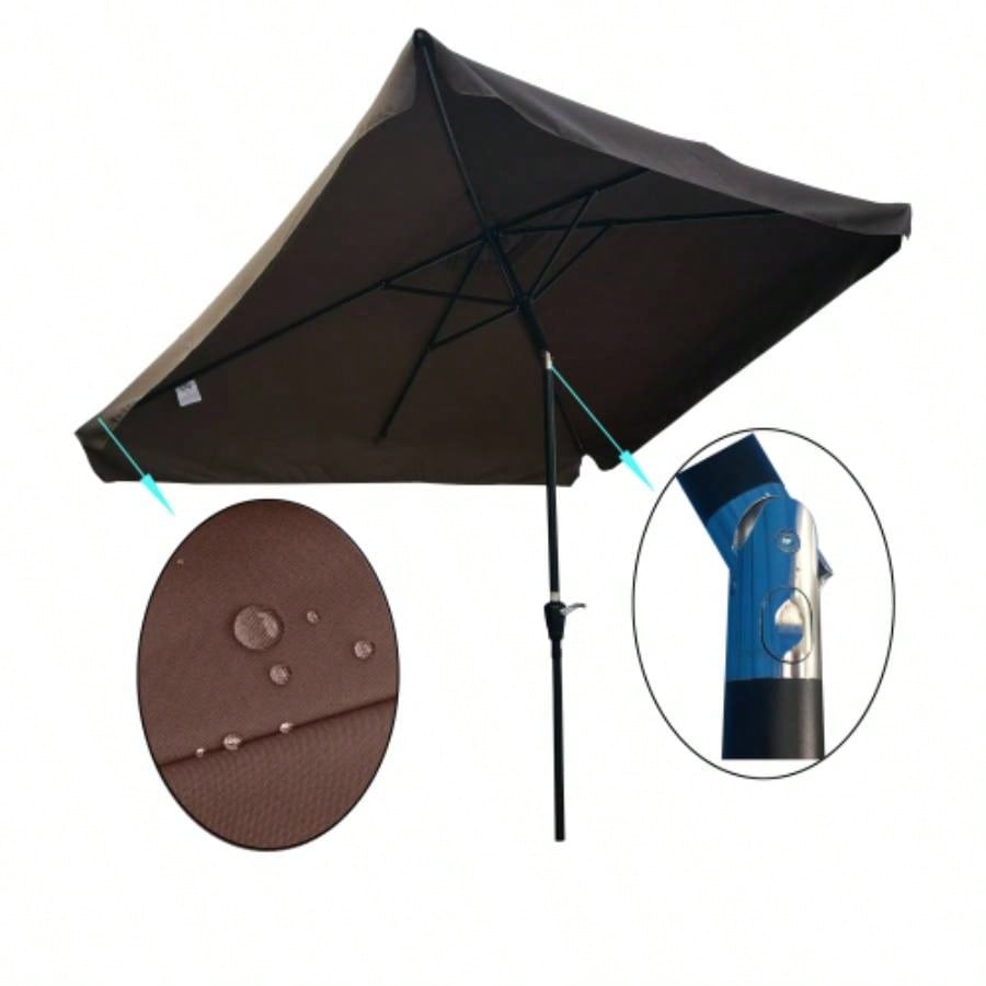 10x 6.5ft Rectangular Patio Outdoor Market Umbrellas with Crank and Push Button Tilt Garden Swimming Pool Market