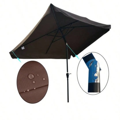 10x 6.5ft Rectangular Patio Outdoor Market Umbrellas with Crank and Push Button Tilt Garden Swimming Pool Market