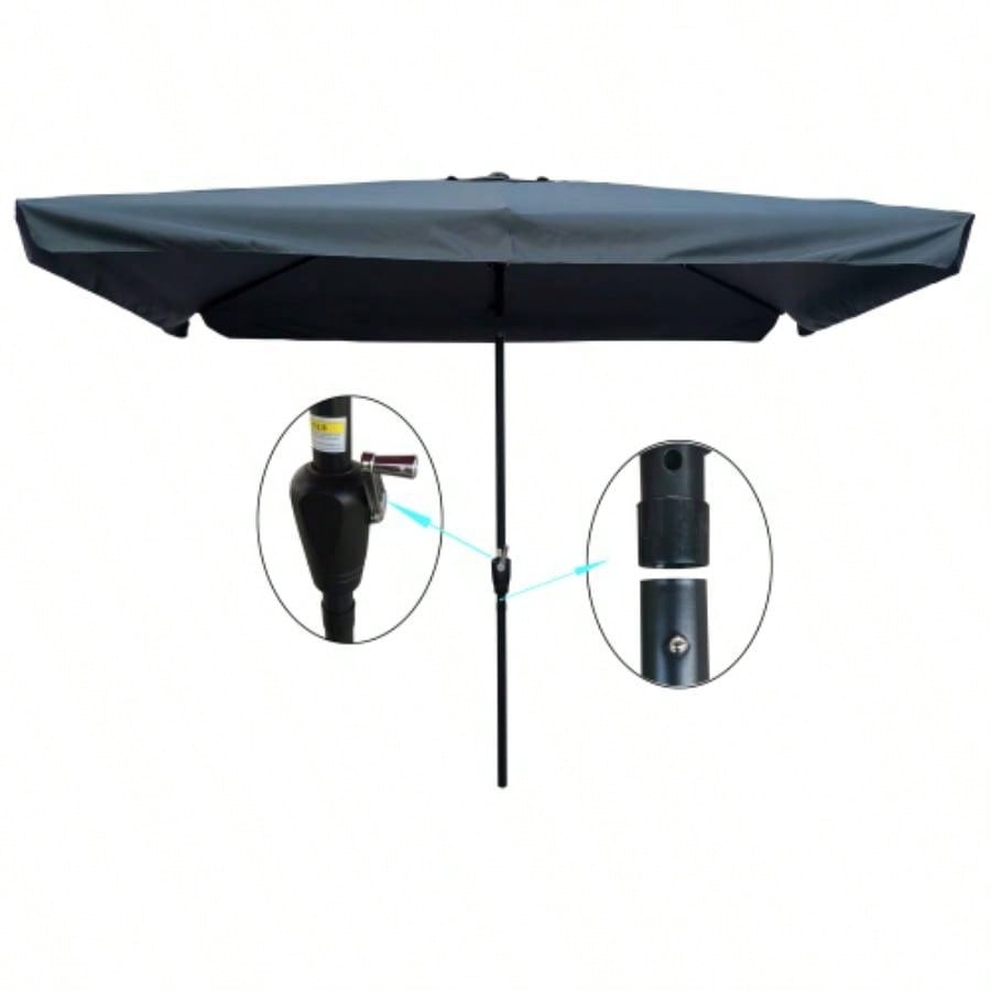 10x 6.5ft Rectangular Patio Outdoor Market Umbrellas with Crank and Push Button Tilt Garden Swimming Pool Market