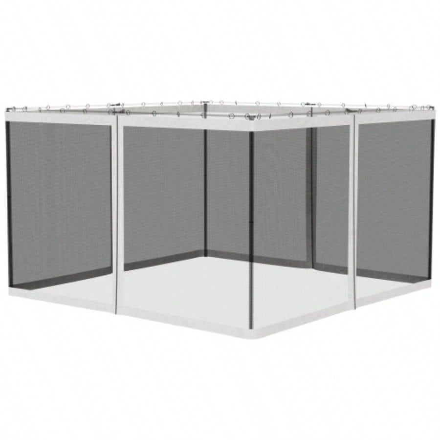 Outsunny 10x 12 Mesh Sidewall Netting Patio Gazebos and Canopy Tents with Zippers Sidewall Only White