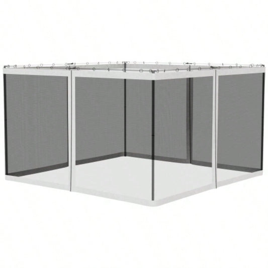 Outsunny 10x 12 Mesh Sidewall Netting Patio Gazebos and Canopy Tents with Zippers Sidewall Only White