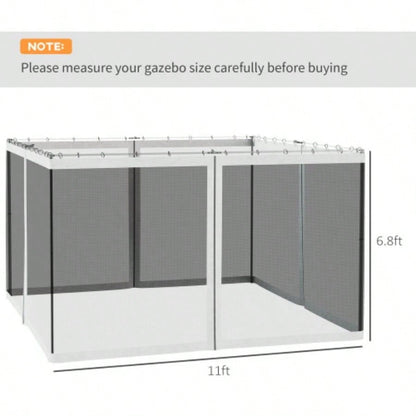 Outsunny 10x 12 Mesh Sidewall Netting Patio Gazebos and Canopy Tents with Zippers Sidewall Only White