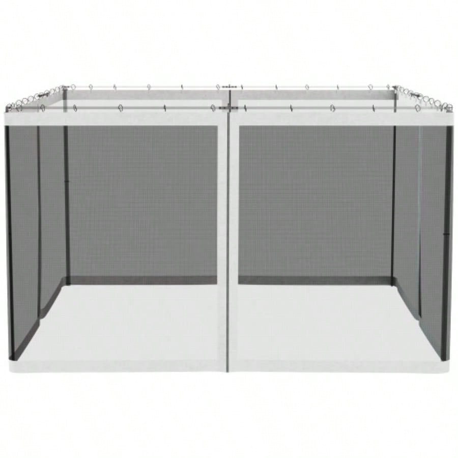 Outsunny 10x 12 Mesh Sidewall Netting Patio Gazebos and Canopy Tents with Zippers Sidewall Only White