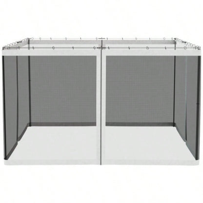 Outsunny 10x 12 Mesh Sidewall Netting Patio Gazebos and Canopy Tents with Zippers Sidewall Only White