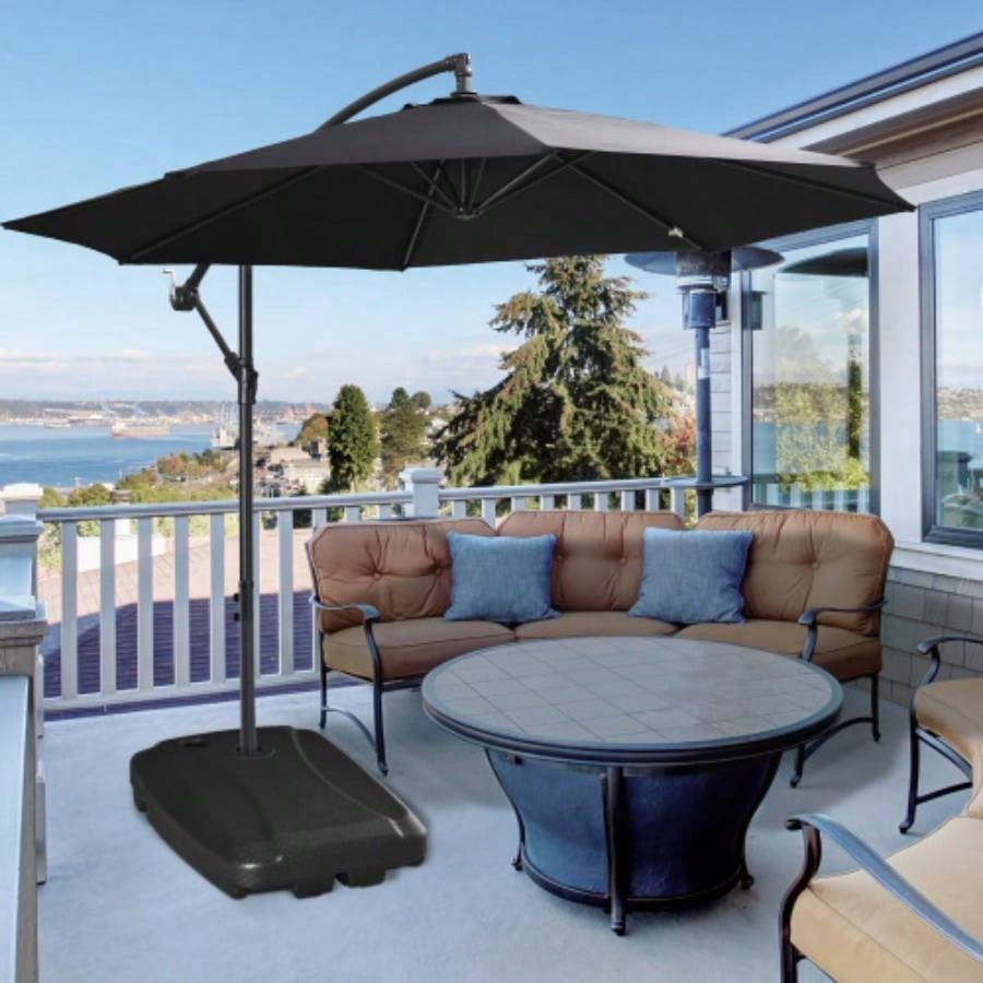 Outsunny Cantilever Base, 165 lbs. Capacity, Portable Offset Stand on Wheels, Mobile, Heavy - Duty, Fillable with or Sand, Black