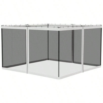 Outsunny 10x 12 Mesh Sidewall Netting Patio Gazebos and Canopy Tents with Zippers Sidewall Only White
