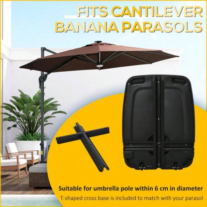 Outsunny Cantilever Base, 165 lbs. Capacity, Portable Offset Stand on Wheels, Mobile, Heavy - Duty, Fillable with or Sand, Black