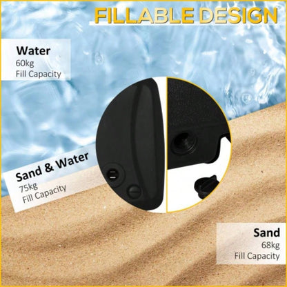 Outsunny Cantilever Base, 165 lbs. Capacity, Portable Offset Stand on Wheels, Mobile, Heavy - Duty, Fillable with or Sand, Black