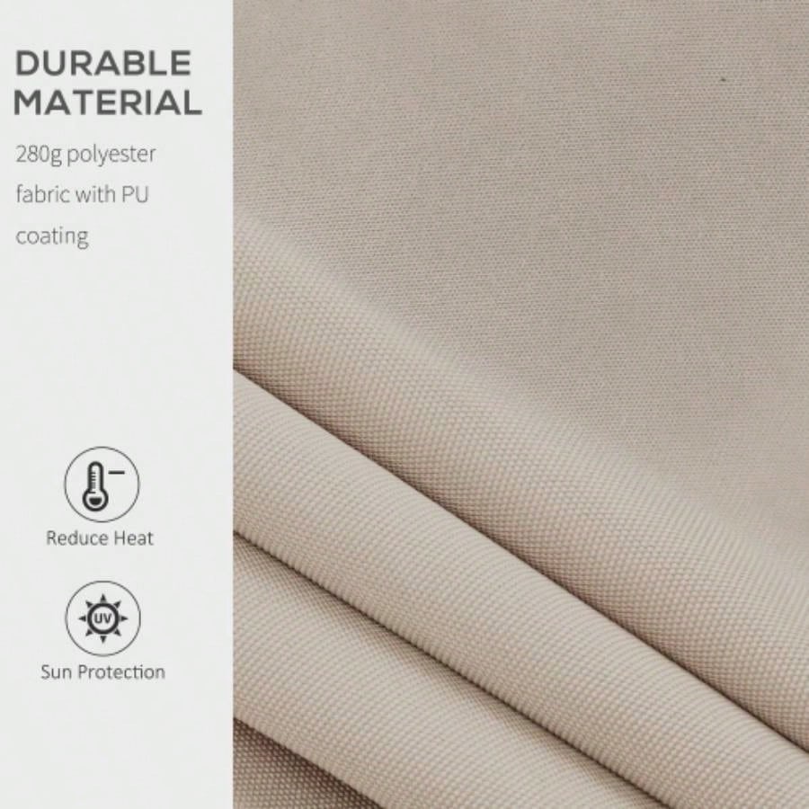Outsunny 8x Patio Retractable Awning, Manual Exterior Shade Deck Window Cover, Beige