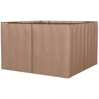 Outsunny 10x 10 Universal Gazebo Sidewall Set with Panels, Hooks and C - Rings Included Pergolas and Cabanas, Brown