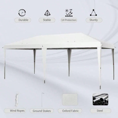 Outsunny 10x 19.2 Up Canopy Tent, Heavy Duty Tent Parties, Outdoor Instant Gazebo Shade Shelter with Carry Bag Catering, Events, Wedding, Backyard BBQ, White