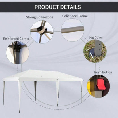Outsunny 10x 19.2 Up Canopy Tent, Heavy Duty Tent Parties, Outdoor Instant Gazebo Shade Shelter with Carry Bag Catering, Events, Wedding, Backyard BBQ, White