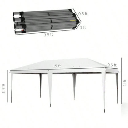 Outsunny 10x 19.2 Up Canopy Tent, Heavy Duty Tent Parties, Outdoor Instant Gazebo Shade Shelter with Carry Bag Catering, Events, Wedding, Backyard BBQ, White