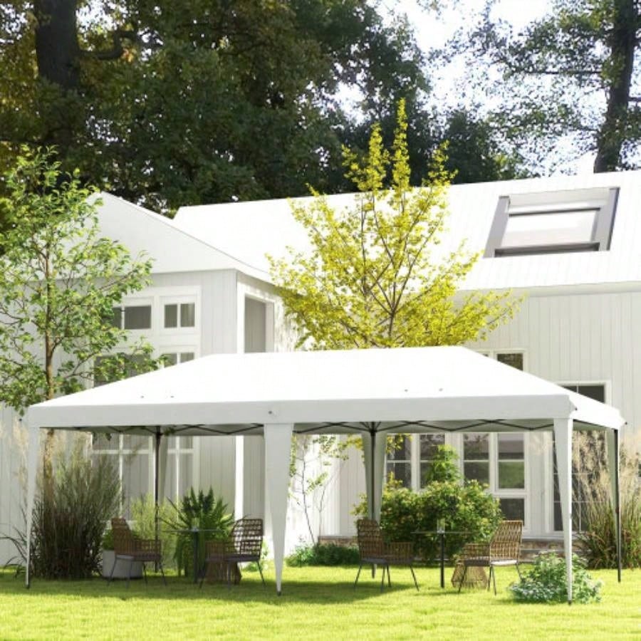 Outsunny 10x 19.2 Up Canopy Tent, Heavy Duty Tent Parties, Outdoor Instant Gazebo Shade Shelter with Carry Bag Catering, Events, Wedding, Backyard BBQ, White