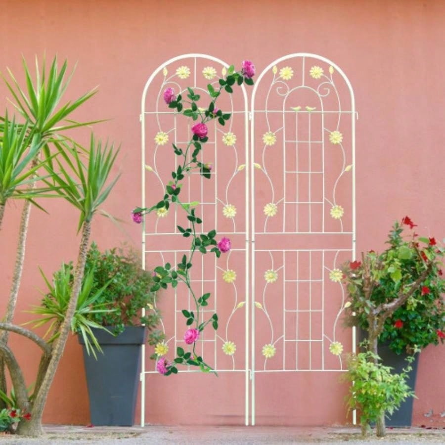 4 Pack Metal Garden Trellis 71x 19. Rustproof Trellis Climbing Plants Outdoor Flower Support White