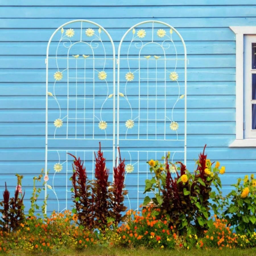4 Pack Metal Garden Trellis 71x 19. Rustproof Trellis Climbing Plants Outdoor Flower Support White