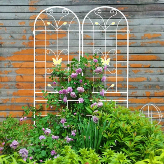 4 Pack Metal Garden Trellis 86. 19. Rustproof Trellis Climbing Plants Outdoor Flower Support White