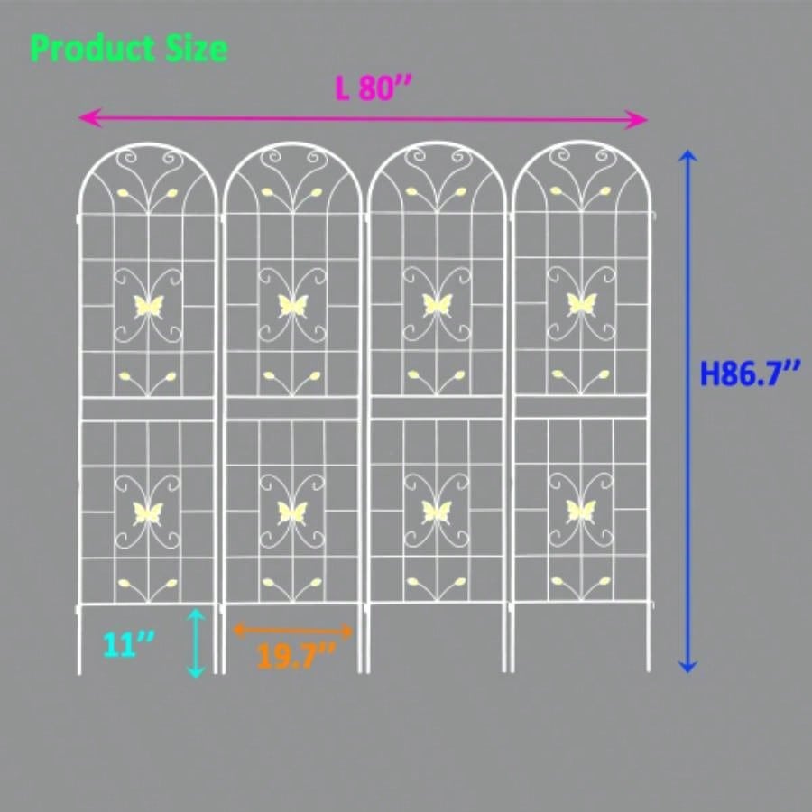 4 Pack Metal Garden Trellis 86. 19. Rustproof Trellis Climbing Plants Outdoor Flower Support White