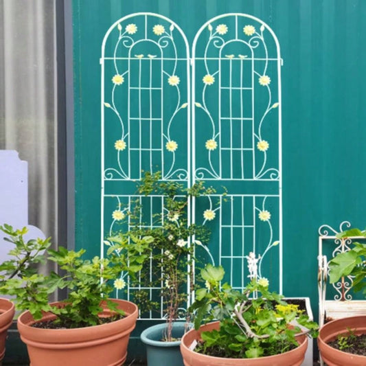 4 Pack Metal Garden Trellis 86. 19. Rustproof Trellis Climbing Plants Outdoor Flower Support White