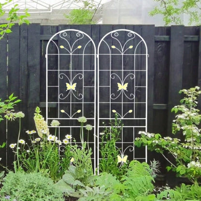 4 Pack Metal Garden Trellis 86. 19. Rustproof Trellis Climbing Plants Outdoor Flower Support White