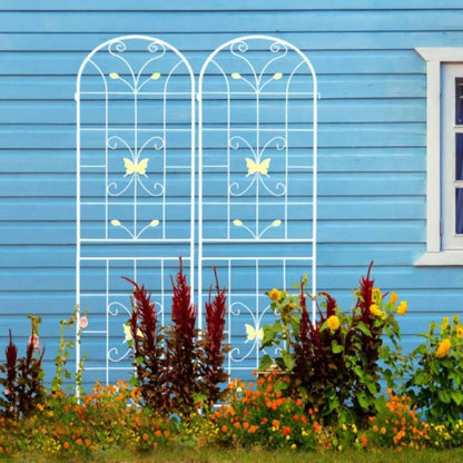 4 Pack Metal Garden Trellis 86. 19. Rustproof Trellis Climbing Plants Outdoor Flower Support White