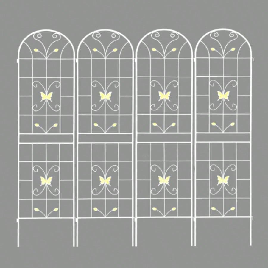 4 Pack Metal Garden Trellis 86. 19. Rustproof Trellis Climbing Plants Outdoor Flower Support White