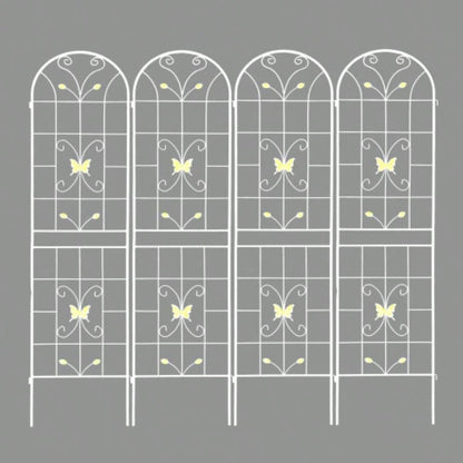 4 Pack Metal Garden Trellis 86. 19. Rustproof Trellis Climbing Plants Outdoor Flower Support White