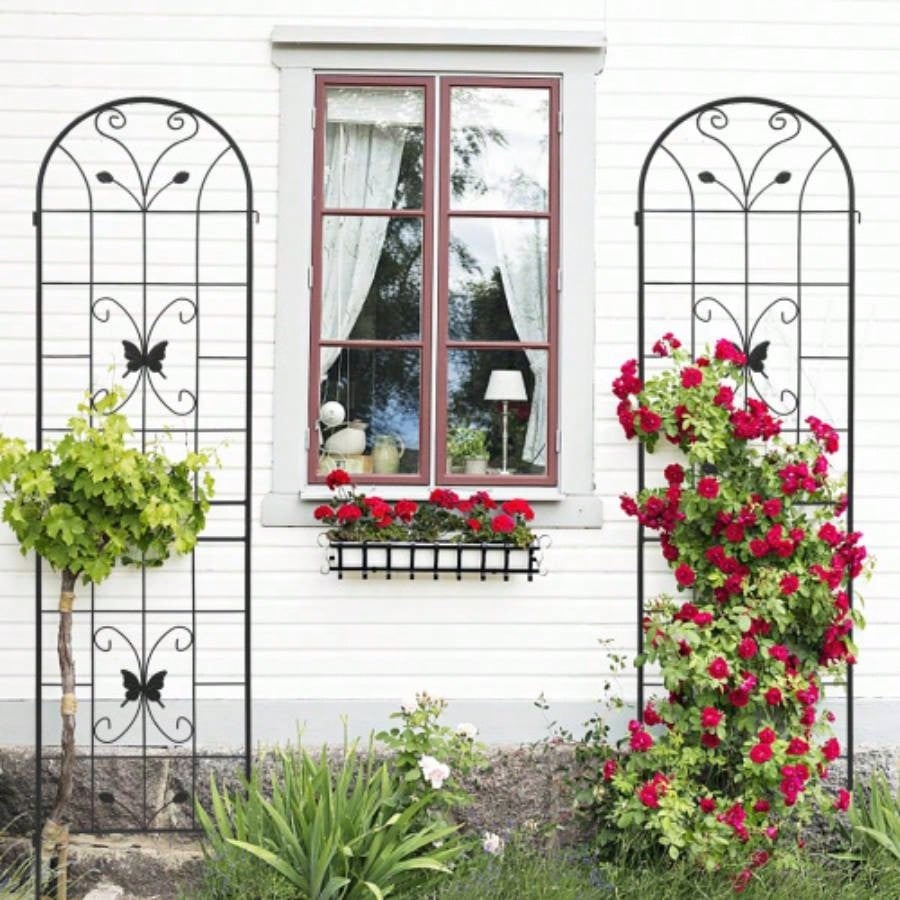 4 Pack Metal Garden Trellis 86. 19. Rustproof Trellis Climbing Plants Outdoor Flower Support White