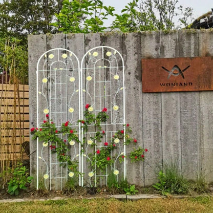 4 Pack Metal Garden Trellis 86. 19. Rustproof Trellis Climbing Plants Outdoor Flower Support White