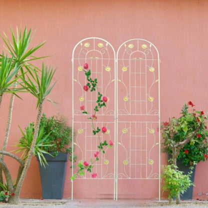 4 Pack Metal Garden Trellis 86. 19. Rustproof Trellis Climbing Plants Outdoor Flower Support White